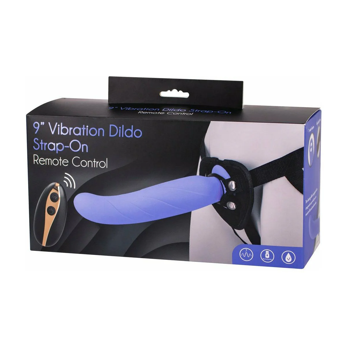 Seven Creations 9” Vibrating Strap-On & Harness – Purple