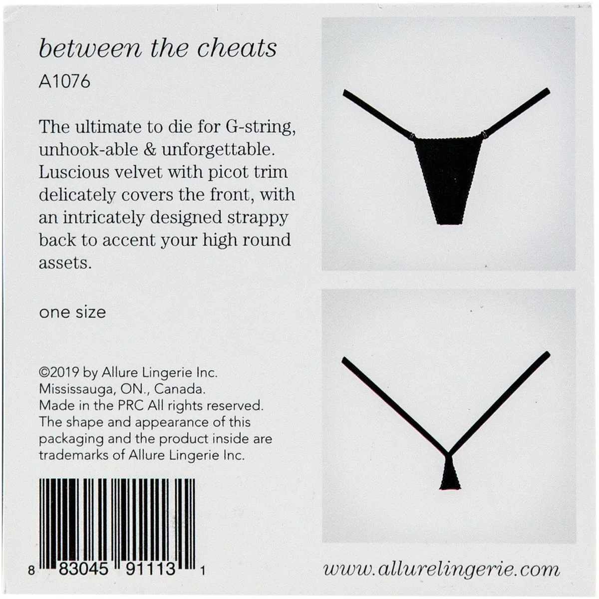 Allure Adore – Velvet with Picot Trim G-String - Black