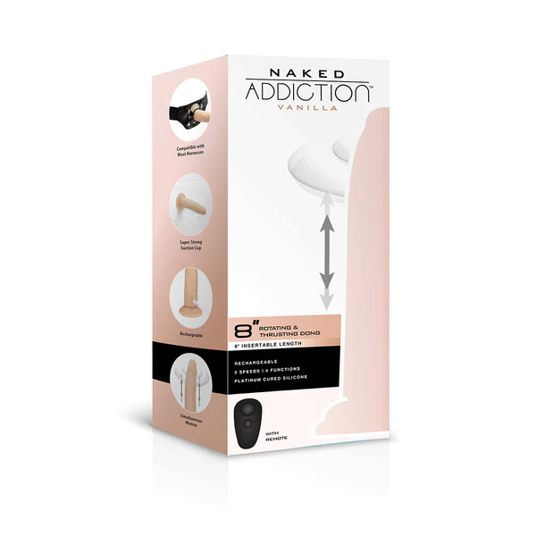Naked Addiction 8” Rotating & Thrusting Dong - Vanilla - 88825