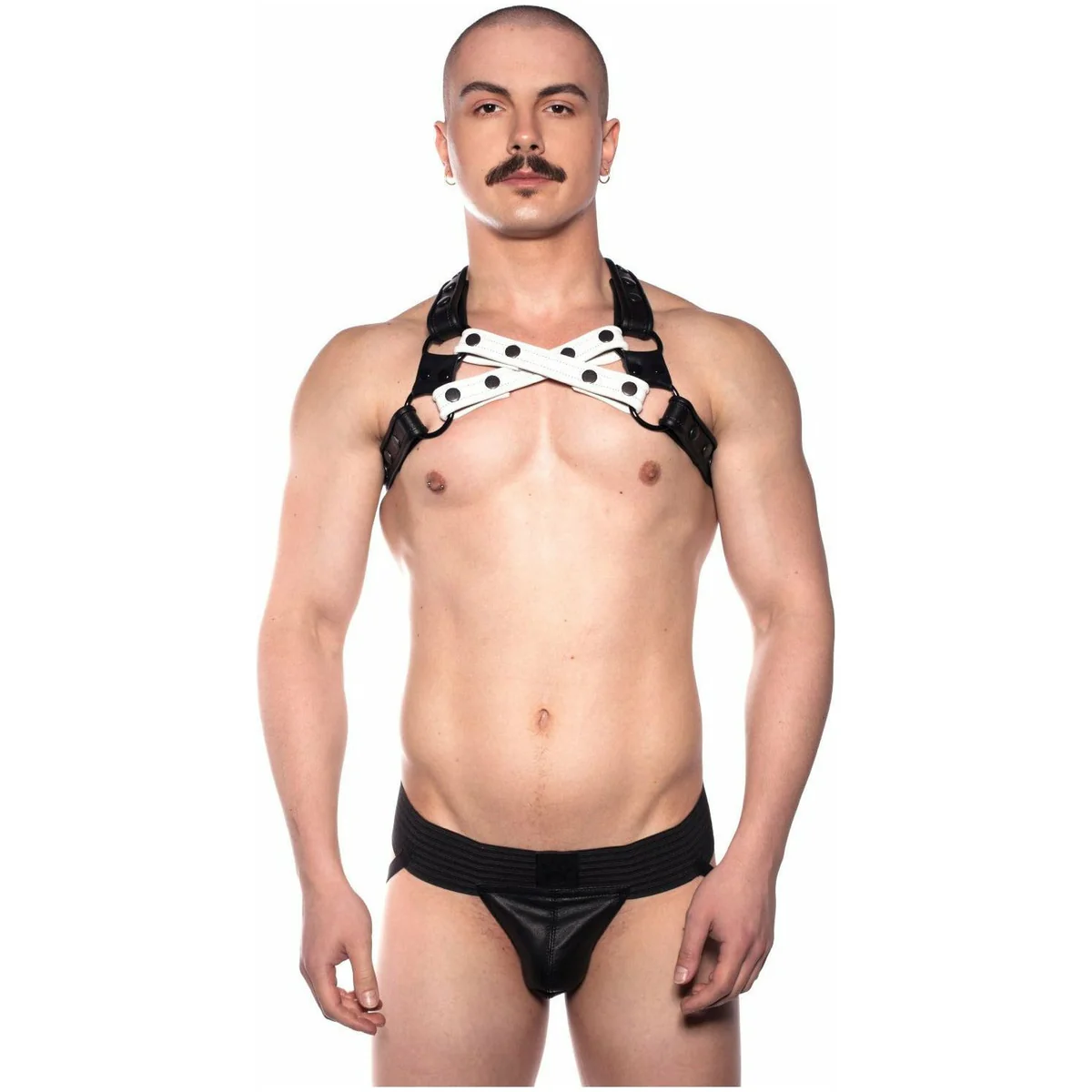 Prowler RED – Leather Pouch Jock – Black - Large