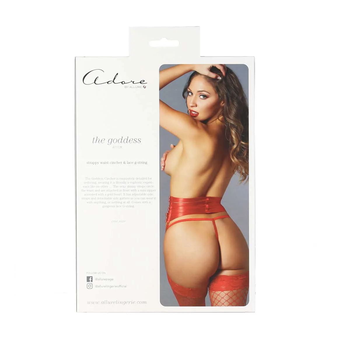 Adore – Allure – The Goddess Strappy Waist Cincher & G-String – Red – One Size