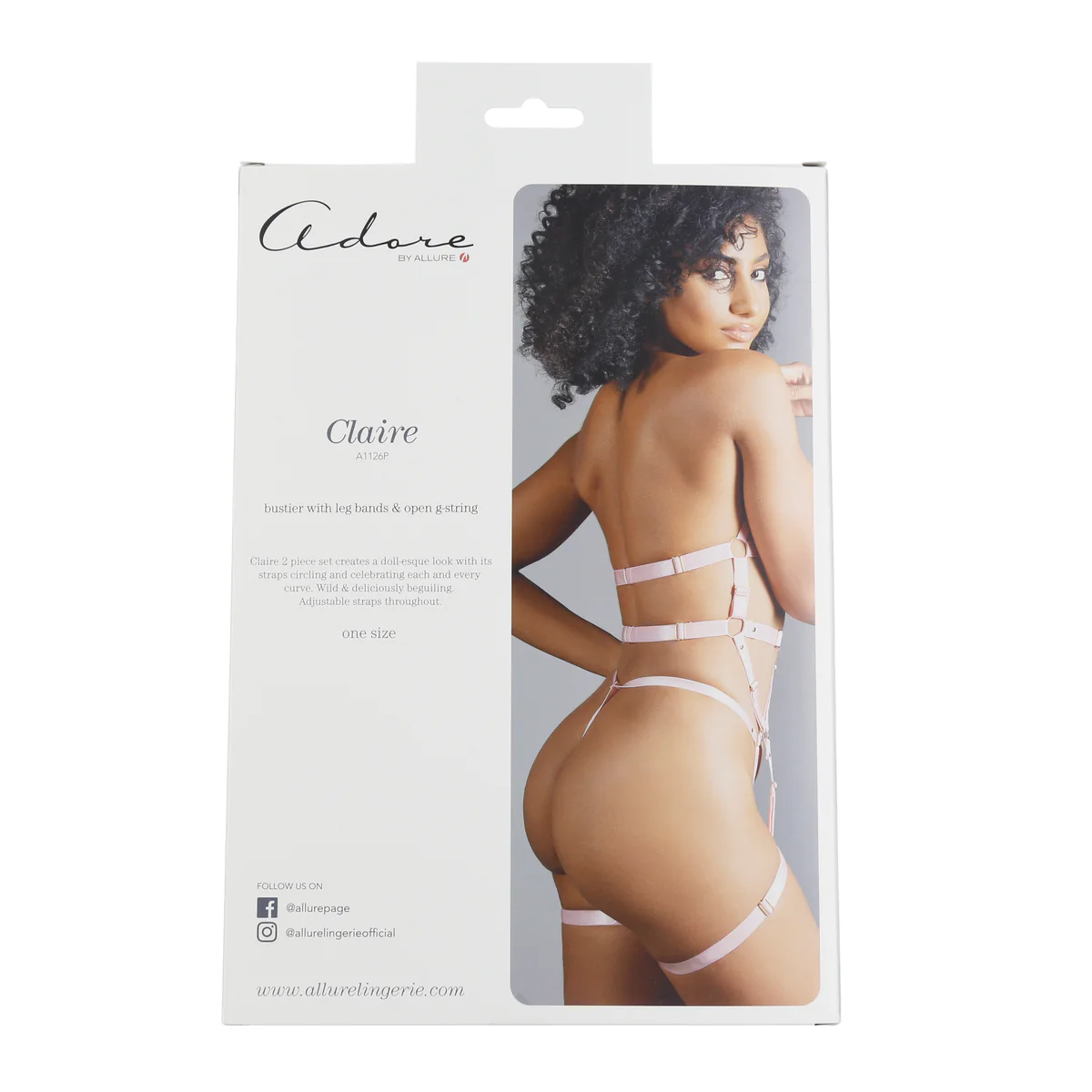 Adore By Allure - Claire - Bustier With Leg Bands And Open G-String – Pink – OS