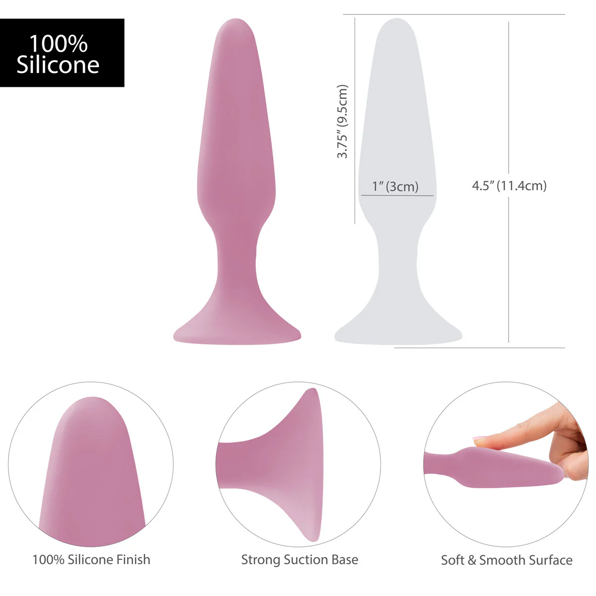 Pure Love® - Silicone Anal Plug – 4.5 Inches – Pink