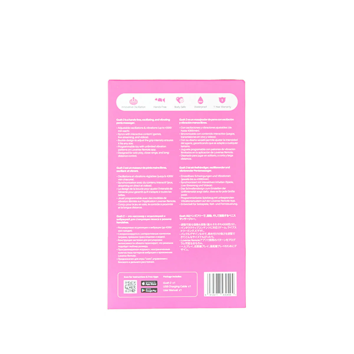 Lovense Gush 2 - Hands Free Remote Controlled Vibrating and Oscillating Penis Massager