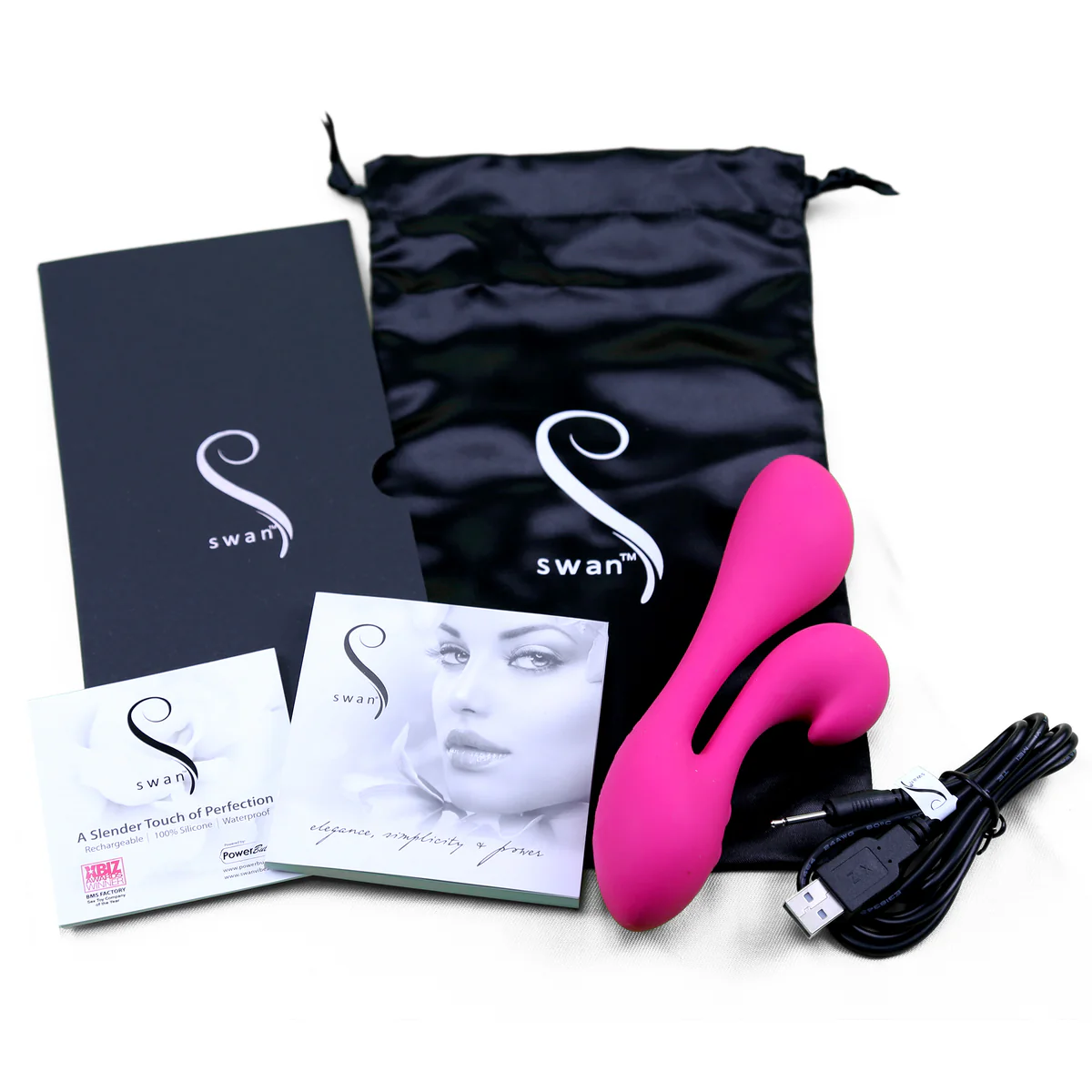 The Swan Silhouette - Dual Vibrator - Rechargeable - Pink