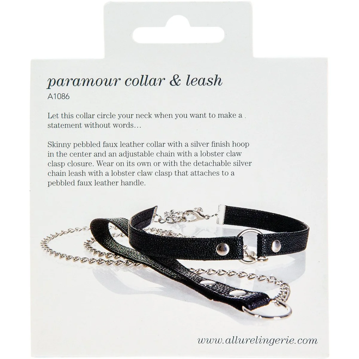 Allure Adore – Collar with Detachable Leash - Black