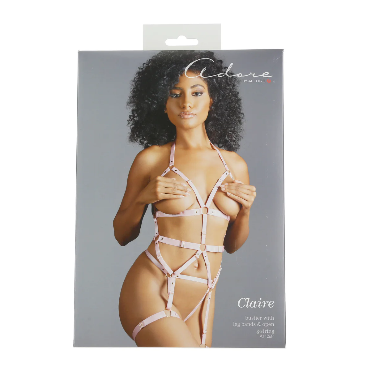 Adore By Allure - Claire - Bustier With Leg Bands And Open G-String – Pink – OS