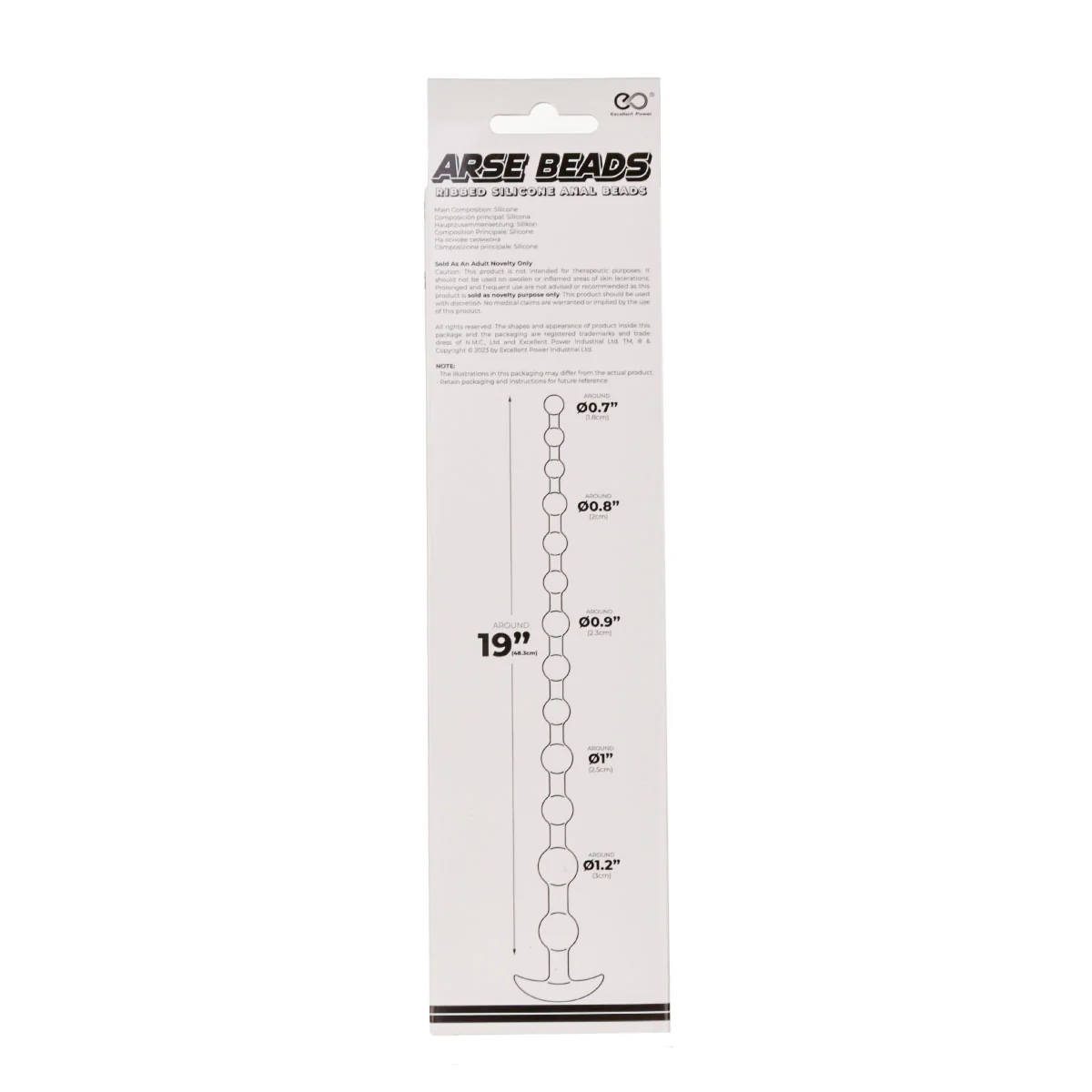 Arse Beads 19” Ribbed Silicone Anal Beads - Black