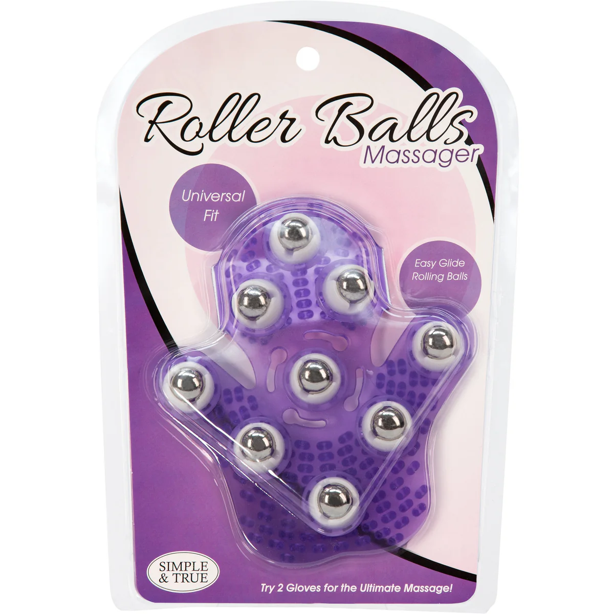 Simple and True Roller Balls Massage Glove - Purple