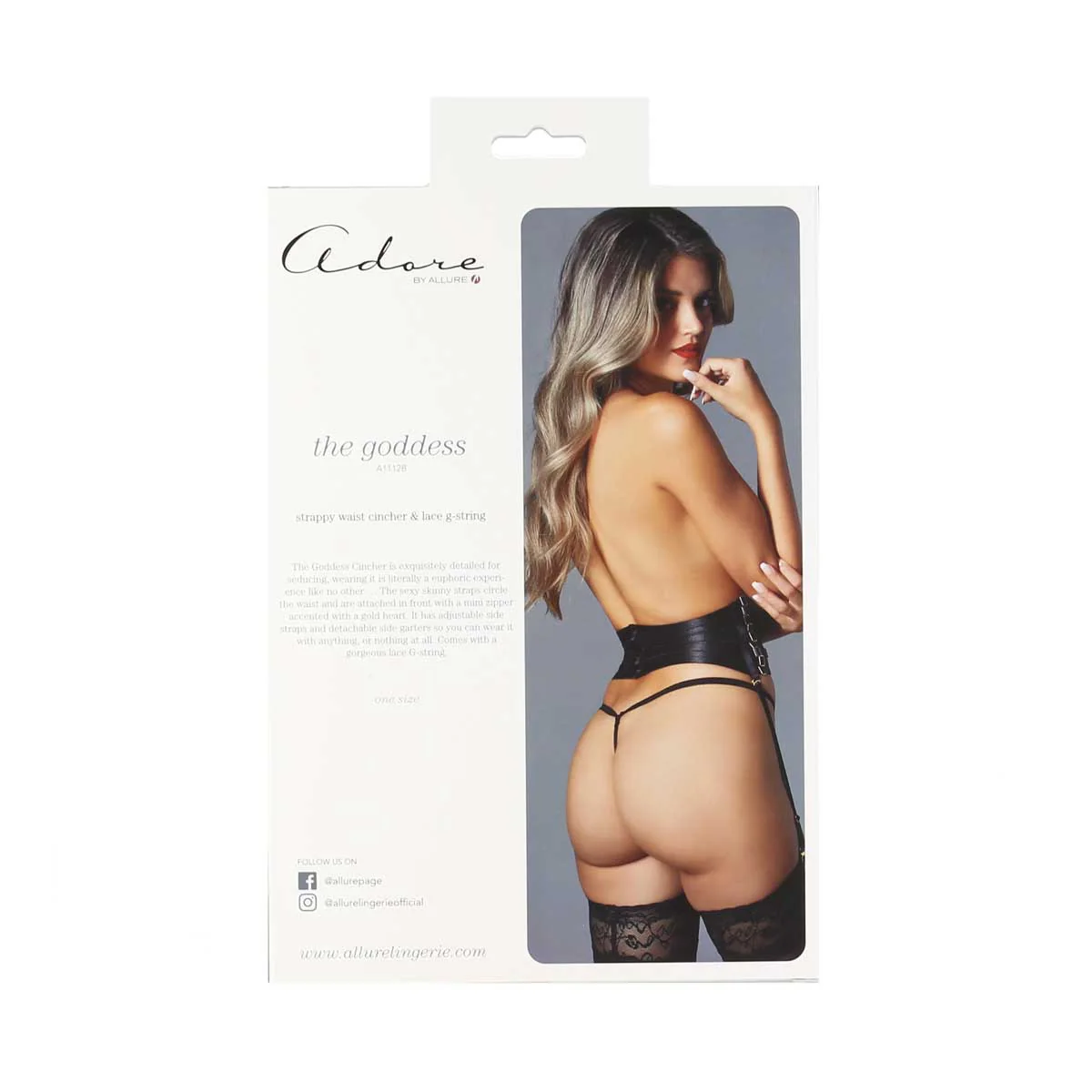 Adore – Allure – The Goddess Strappy Waist Cincher & G-String – Black – One Size