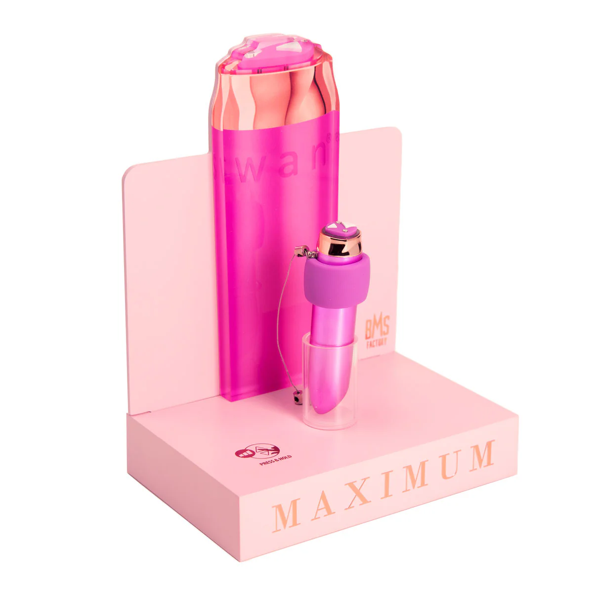 Swan®- Maximum - Bullet Vibrator & Silicone Comfy Cuff Display Stand with Tester