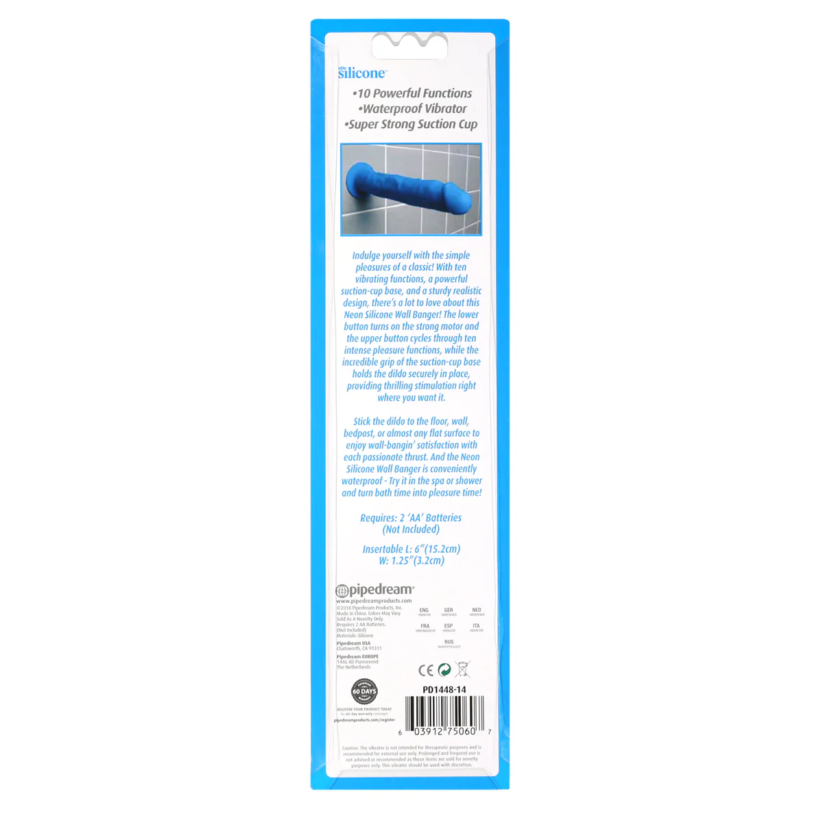 Pipedream - Neon Silicone Wall Banger Vibrating Dildo - Blue