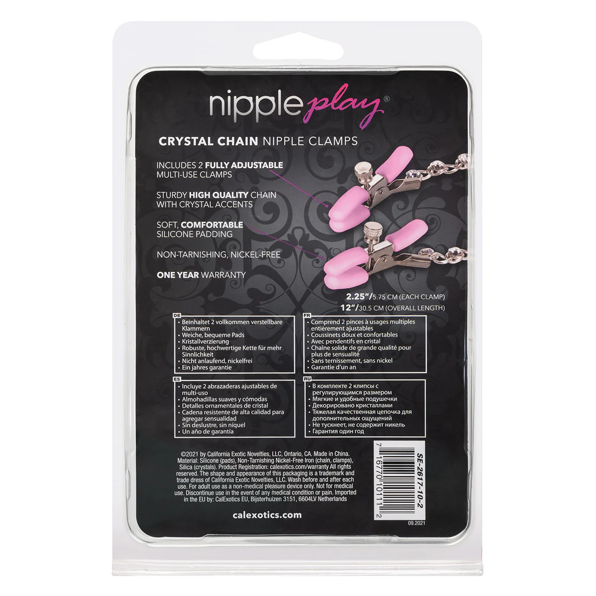 Calexotics - Nipple Play Crystal Chain Clamps - Pink
