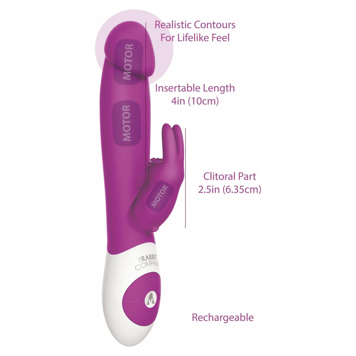 The Rabbit Company Realistic Rabbit Vibrator -  Deep Rose