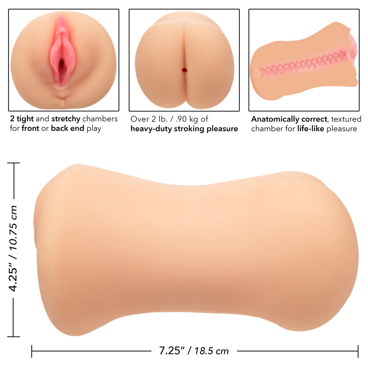 CalExotics® - Stroke It® - Dual Entry Pussy & Ass Masturbator – Ivory