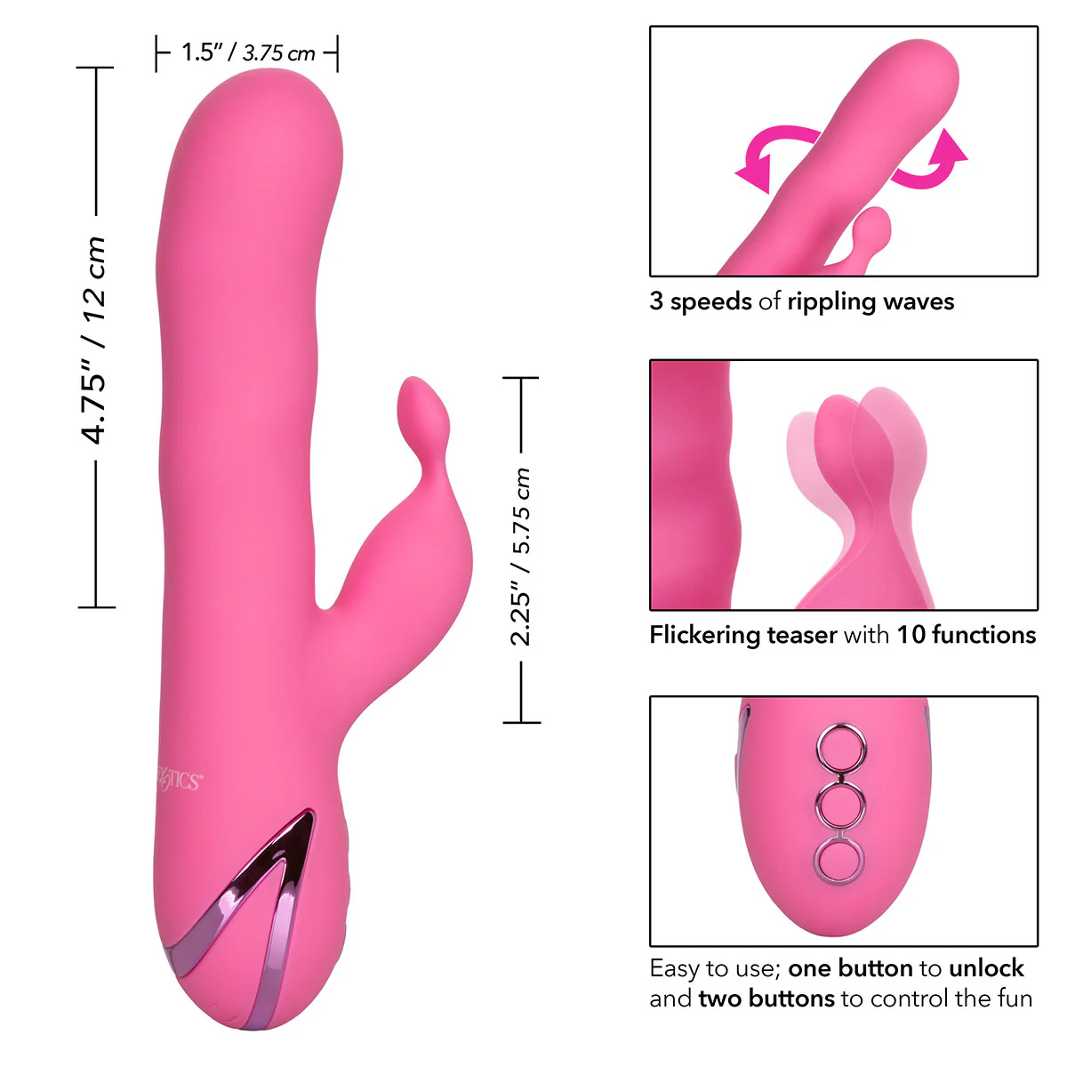 CalExotics California Dreaming – Santa Barbara Surfer Dual Vibrator – Pink