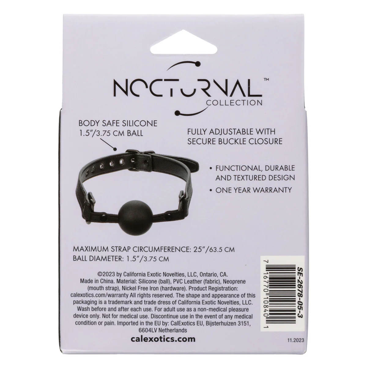 CaleXOtics Nocturnal Collection Ball Gag- Black