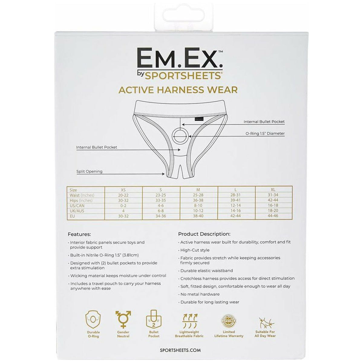 Sportsheets Em Ex – Silhouette Harness – Black -Large