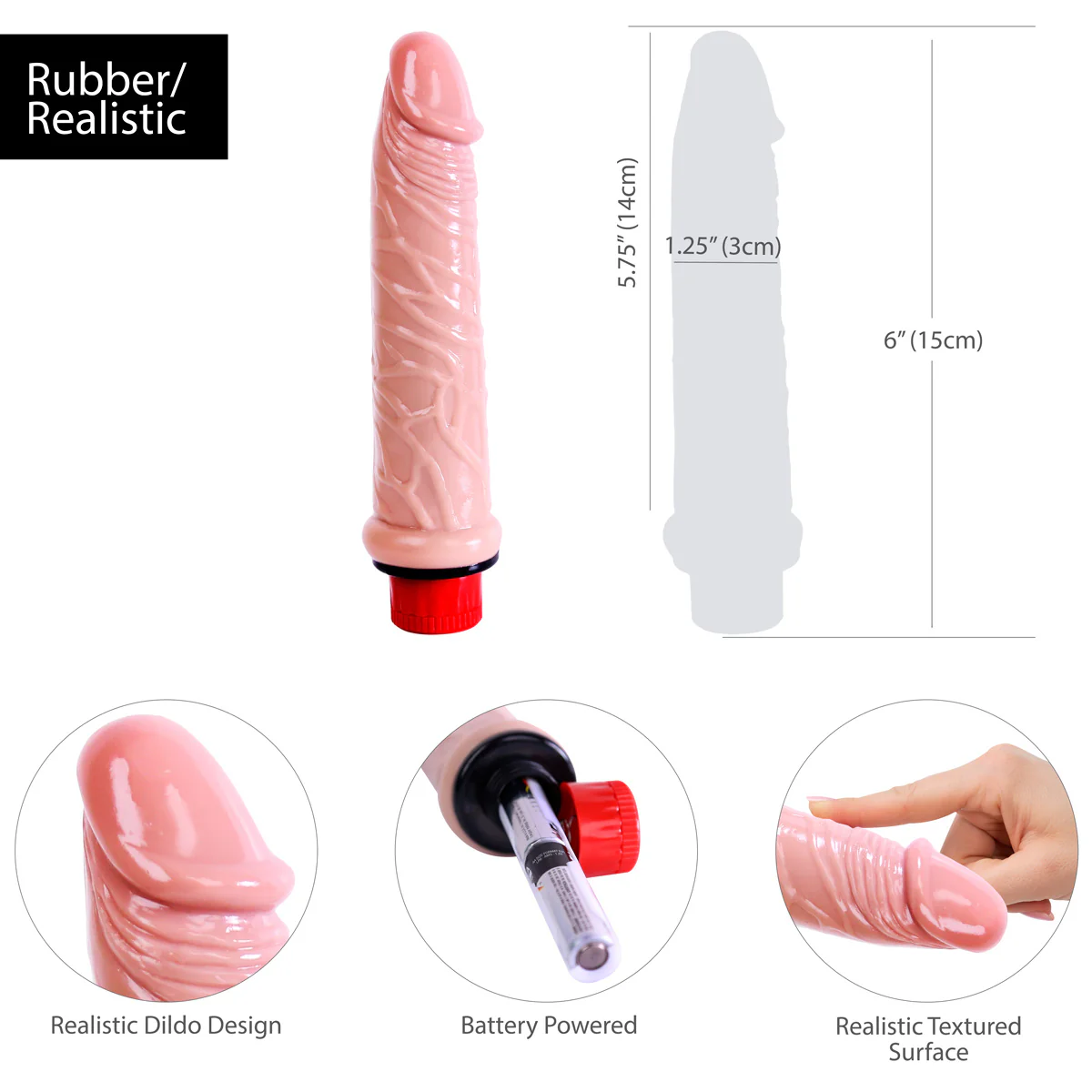 Pure Love® - Realistic Vibrating Dildo - 6 In.