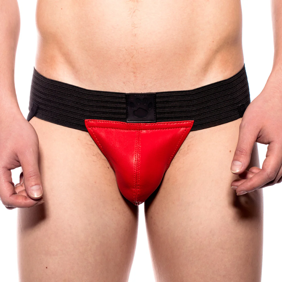 Prowler RED – Leather Pouch Jock – Red - Large
