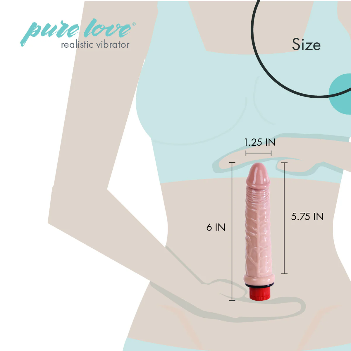 Pure Love® - Realistic Vibrating Dildo - 6 In.