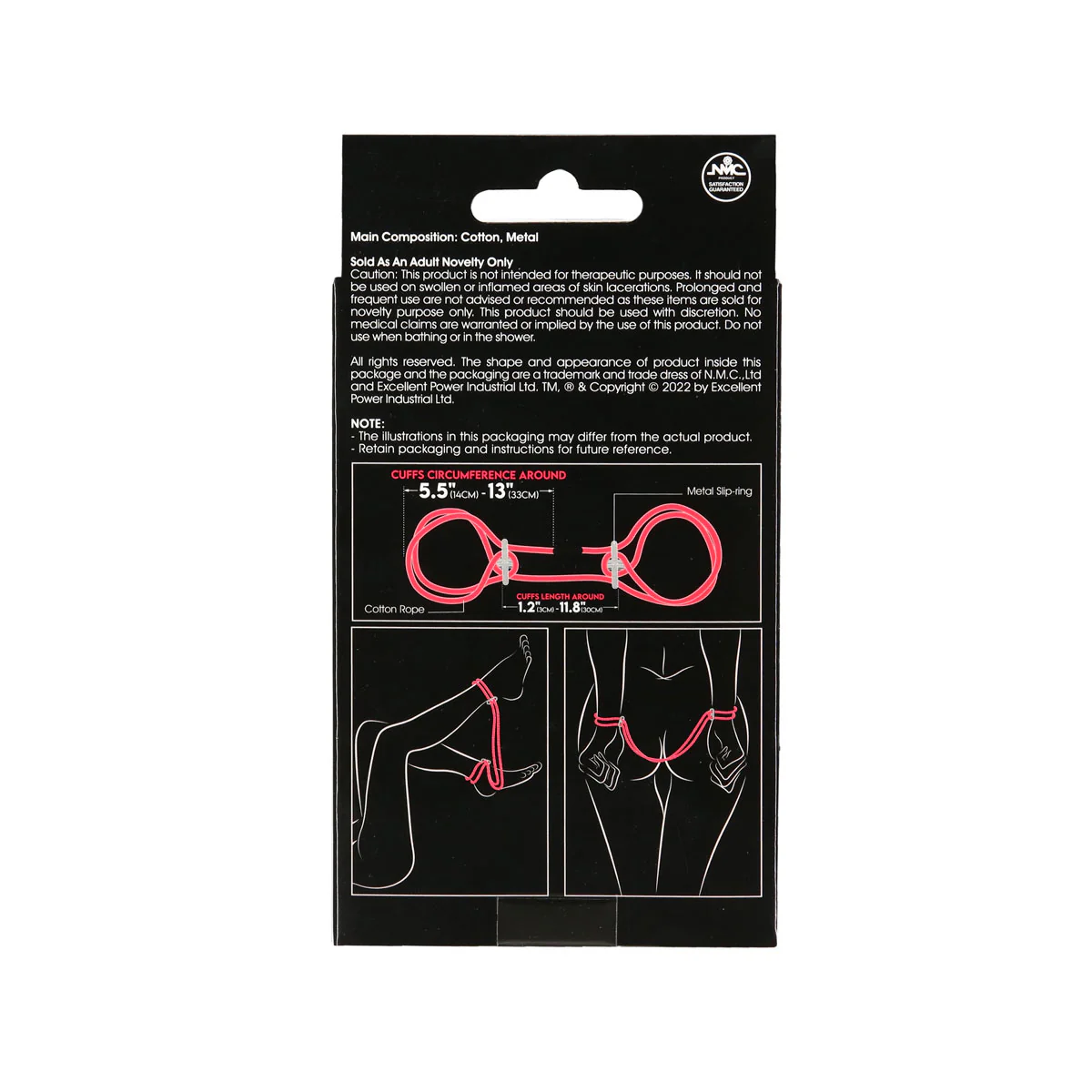 Cotton Cuffs 11.8” Wrist or Ankle Cuffs – Black