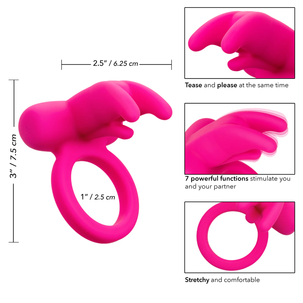 CalExotics Triple Clit Flicker - Vibrating Cock Ring - Pink