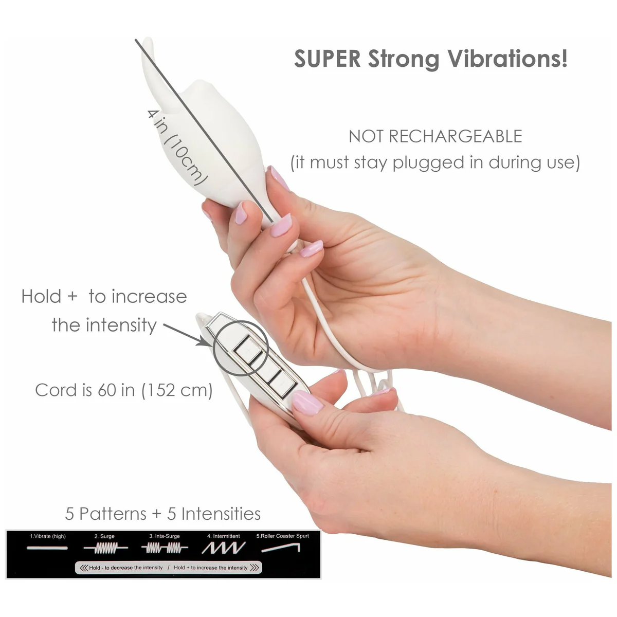 NMC Hands On - Flicking Tongue Vibrator - Rechargeable - White