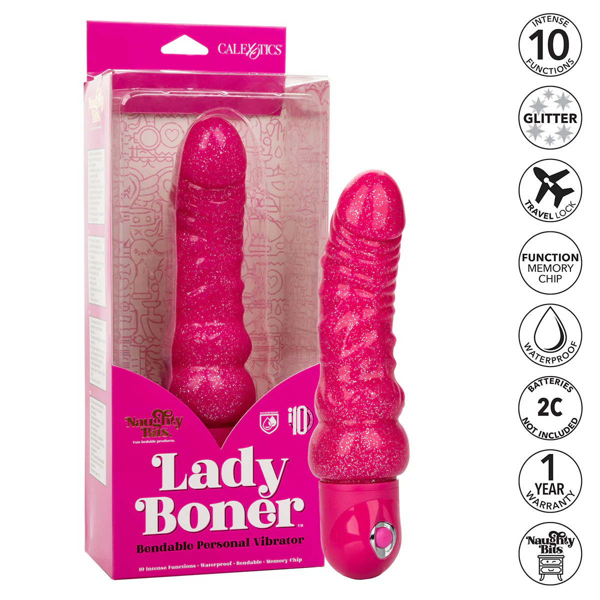 CalExotics Naughty Bits - Lady Boner - Bendable Vibrating Dildo