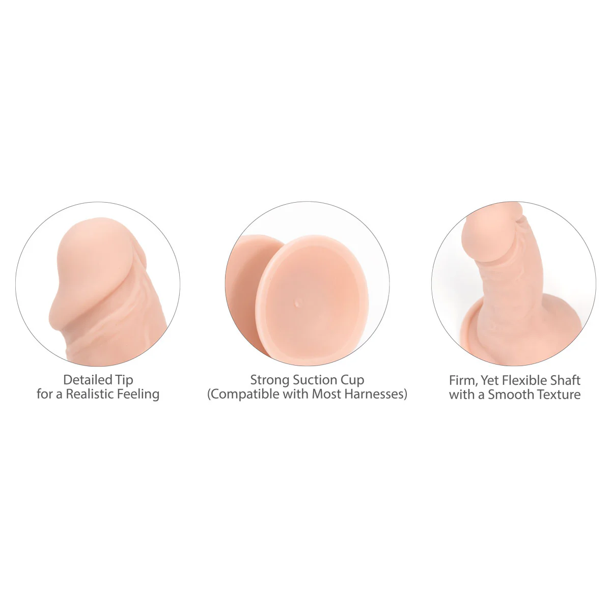 Pure Love® - Smooth Realistic Silicone Dildo With Suction Base – 7.5 in. – Beige