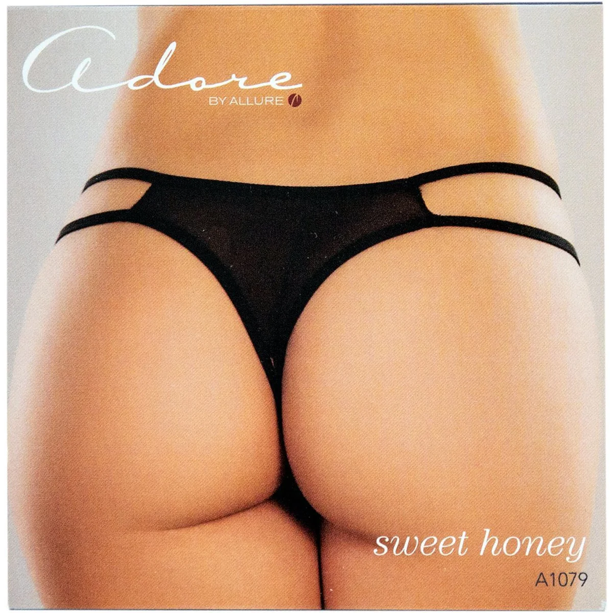Allure Adore – Crotchless Scalloped Lace Honey Panty - Black